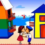 Beach House Kiss young love.