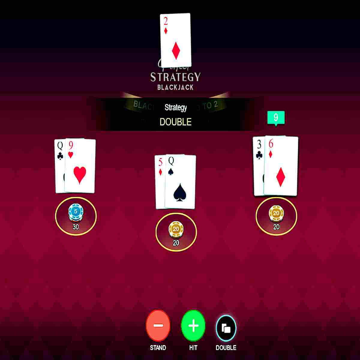 a screenshot of Perfect Strategy Blackjack Demo