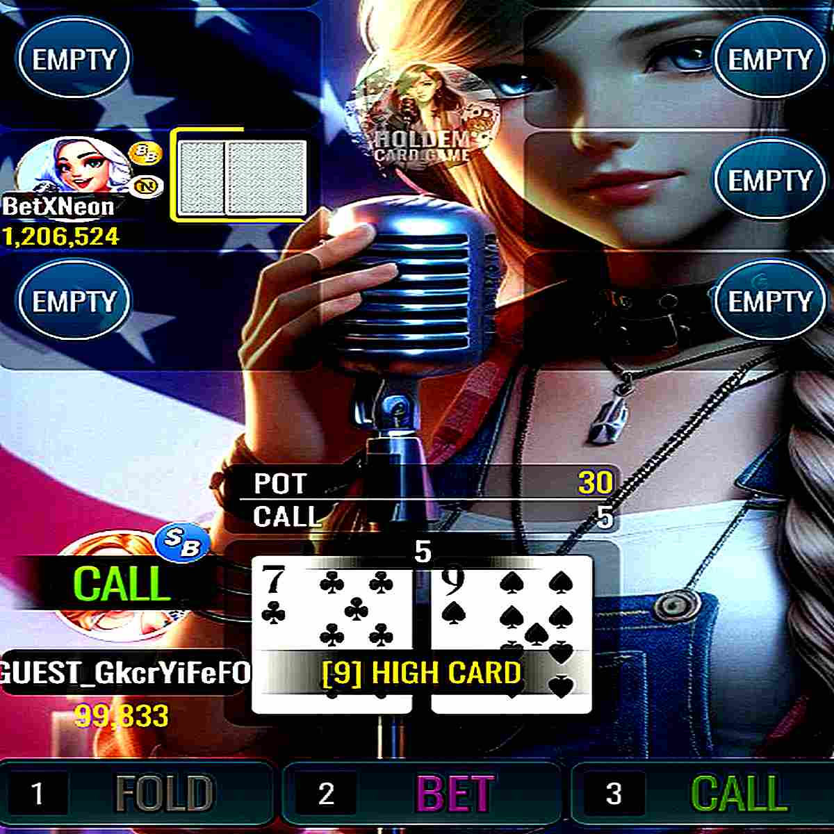 a screenshot of a video holdem game