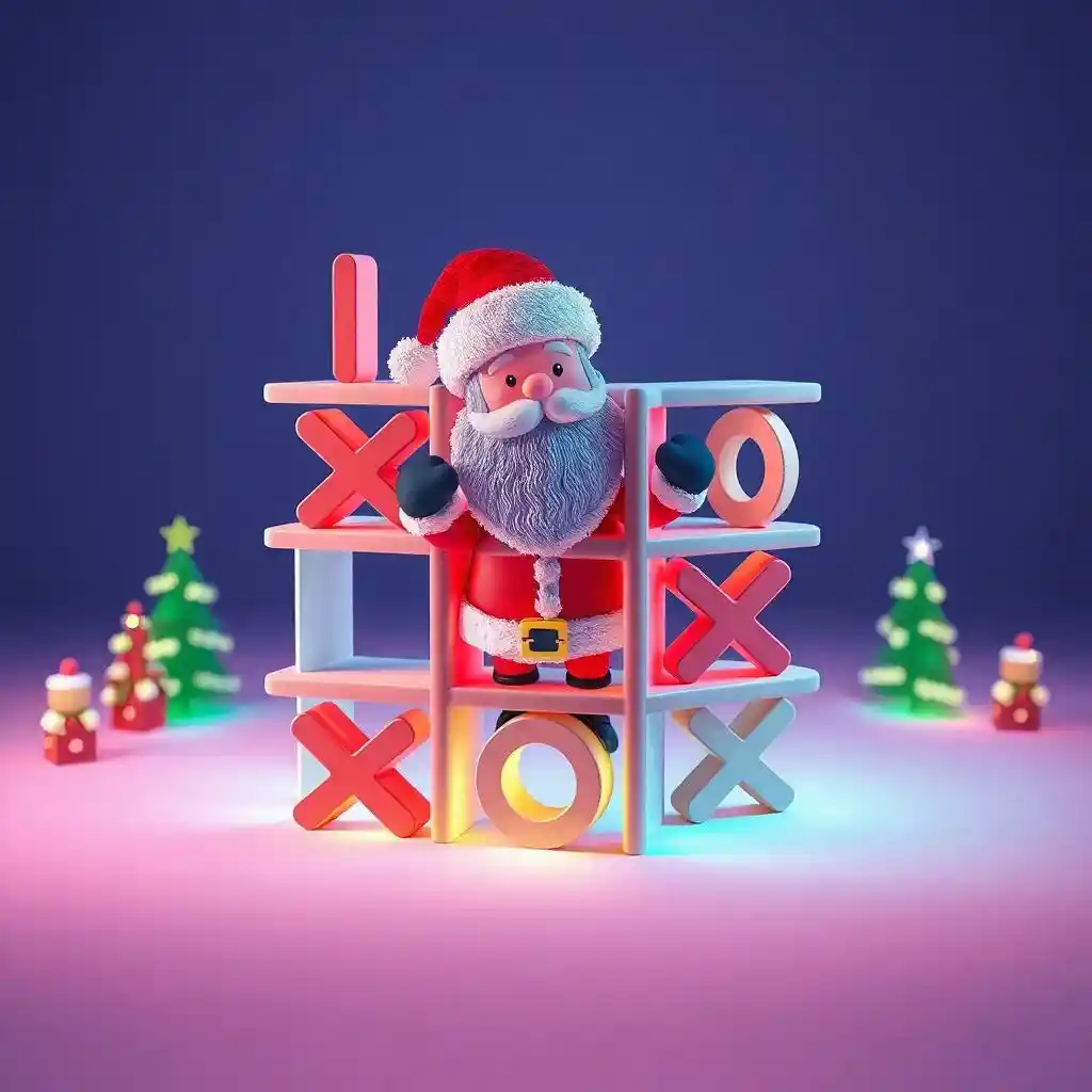 Santa plays Christmas Tic Tac Toe for fun!