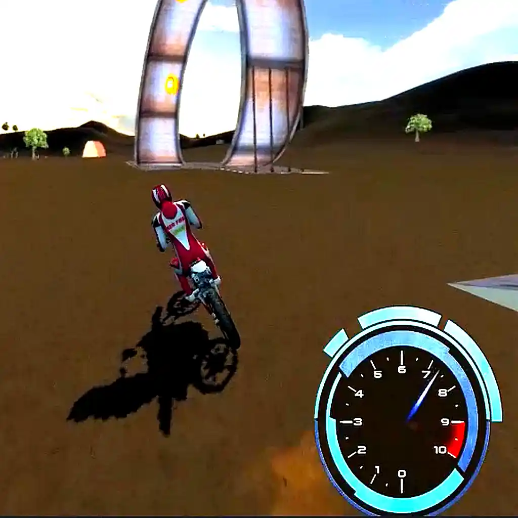A rider from a Motobike Stunt game in Xtreme Offroad Challenge