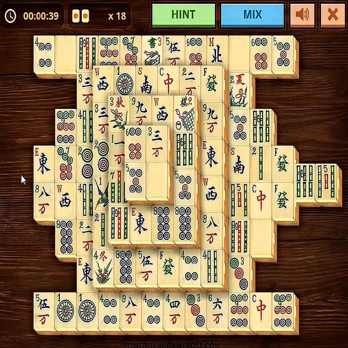 Intricate Mahjong tile arrangement. A challenging Mahjong Real game!