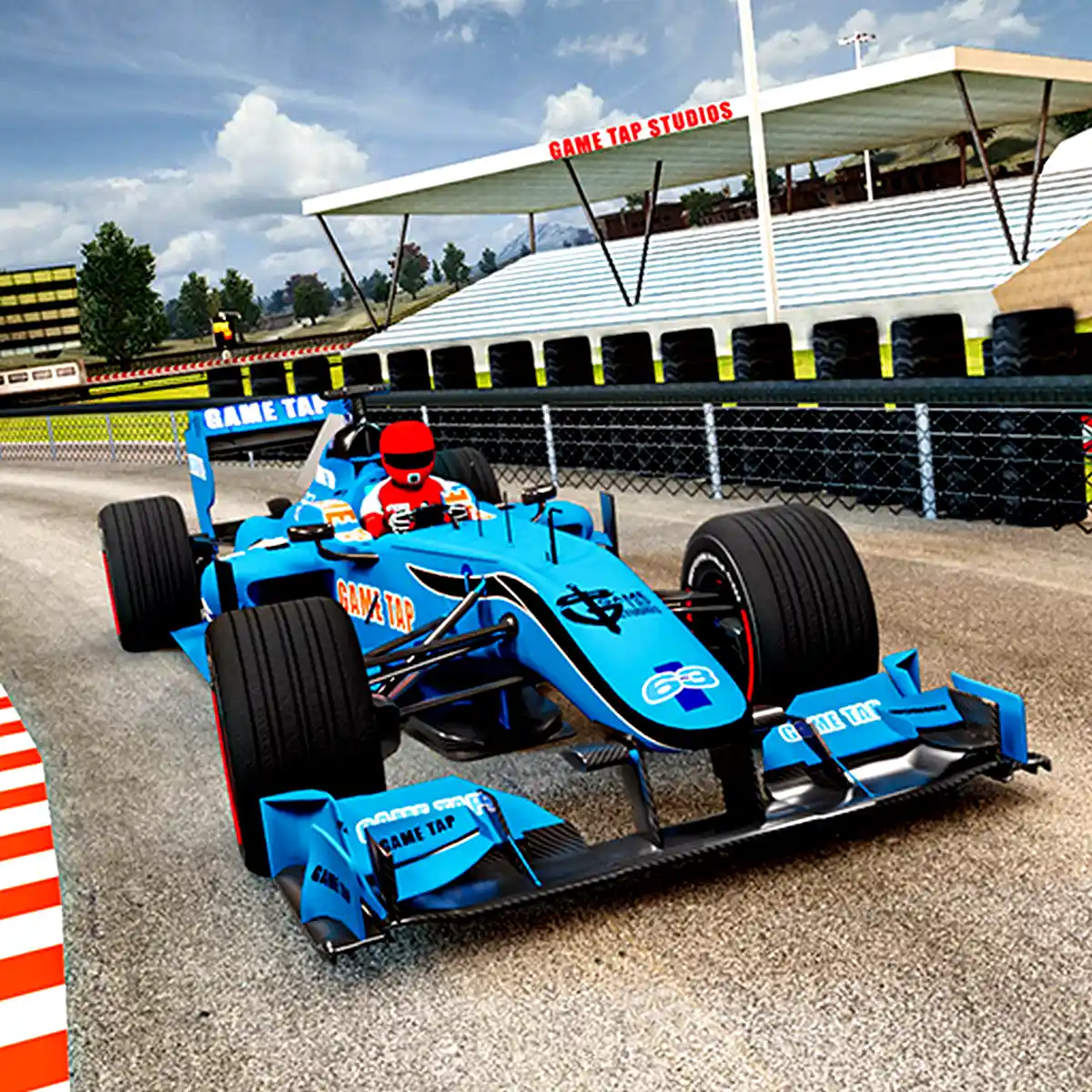 Formula One race car speeds around a track in Formula Racing