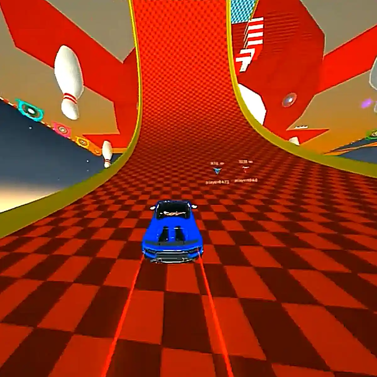 GT Cars City Racing: A blue car speeds through a vibrant track