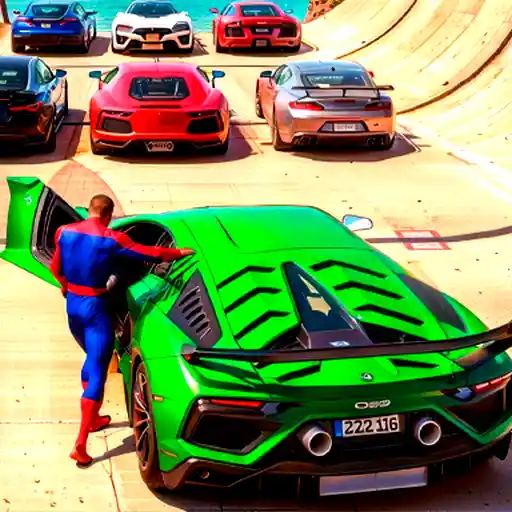 SuperCars parked on Mega Lamba Ramp