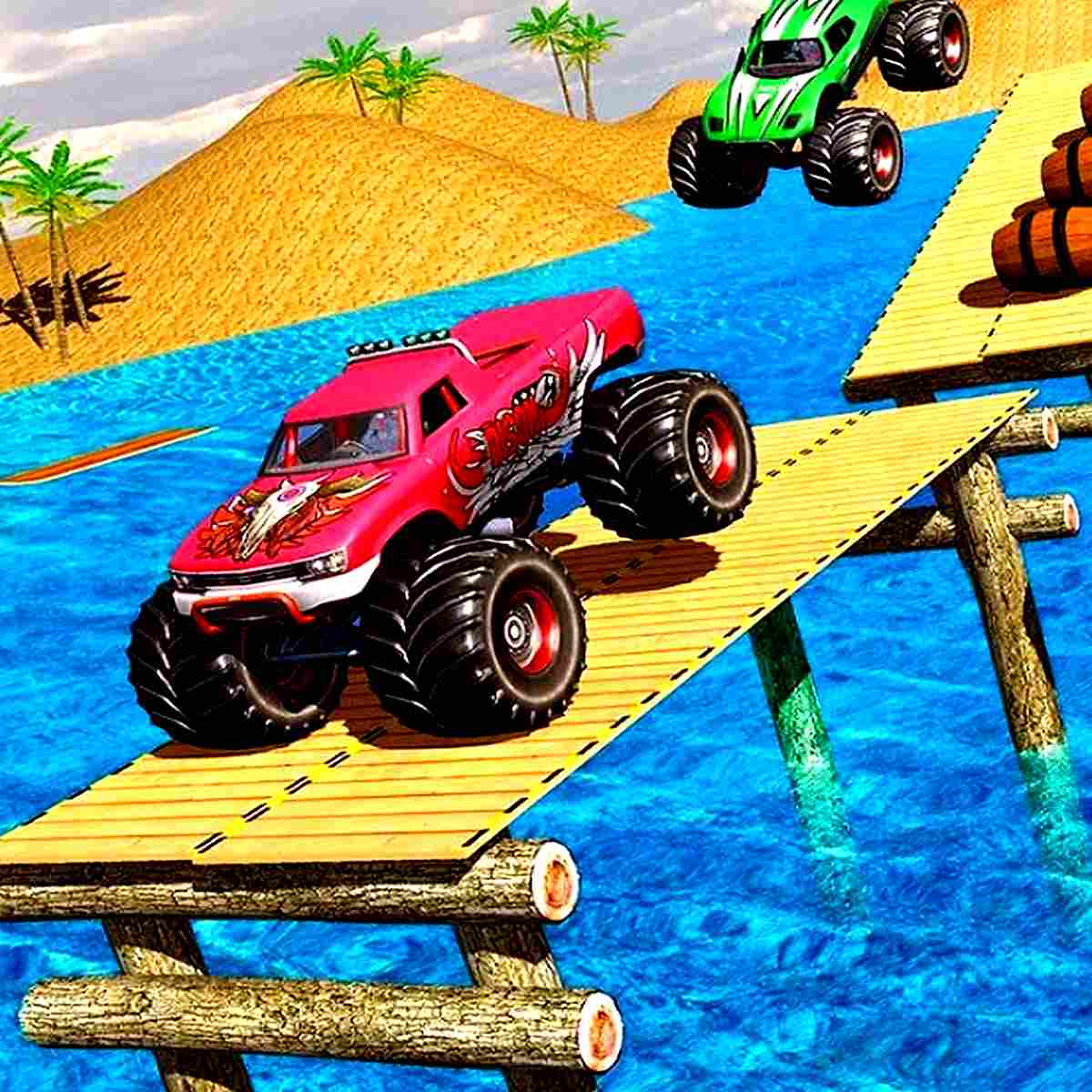 Monster Truck Water Surfing - You have played many water surfing cars