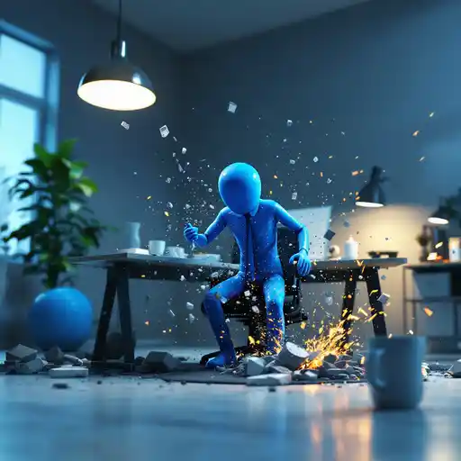 A office worker rages, destroying everything in Office Brawl - Room Smash