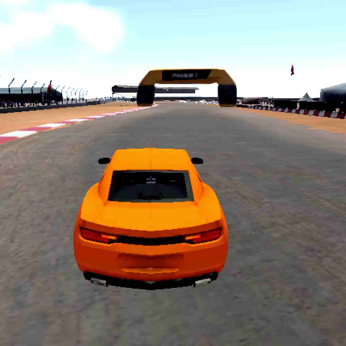 Orange Camaro races toward the finish line in Real Racing 3D