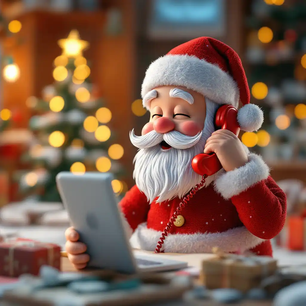 Santa answering the phone at the North Pole i Santa Fake Call