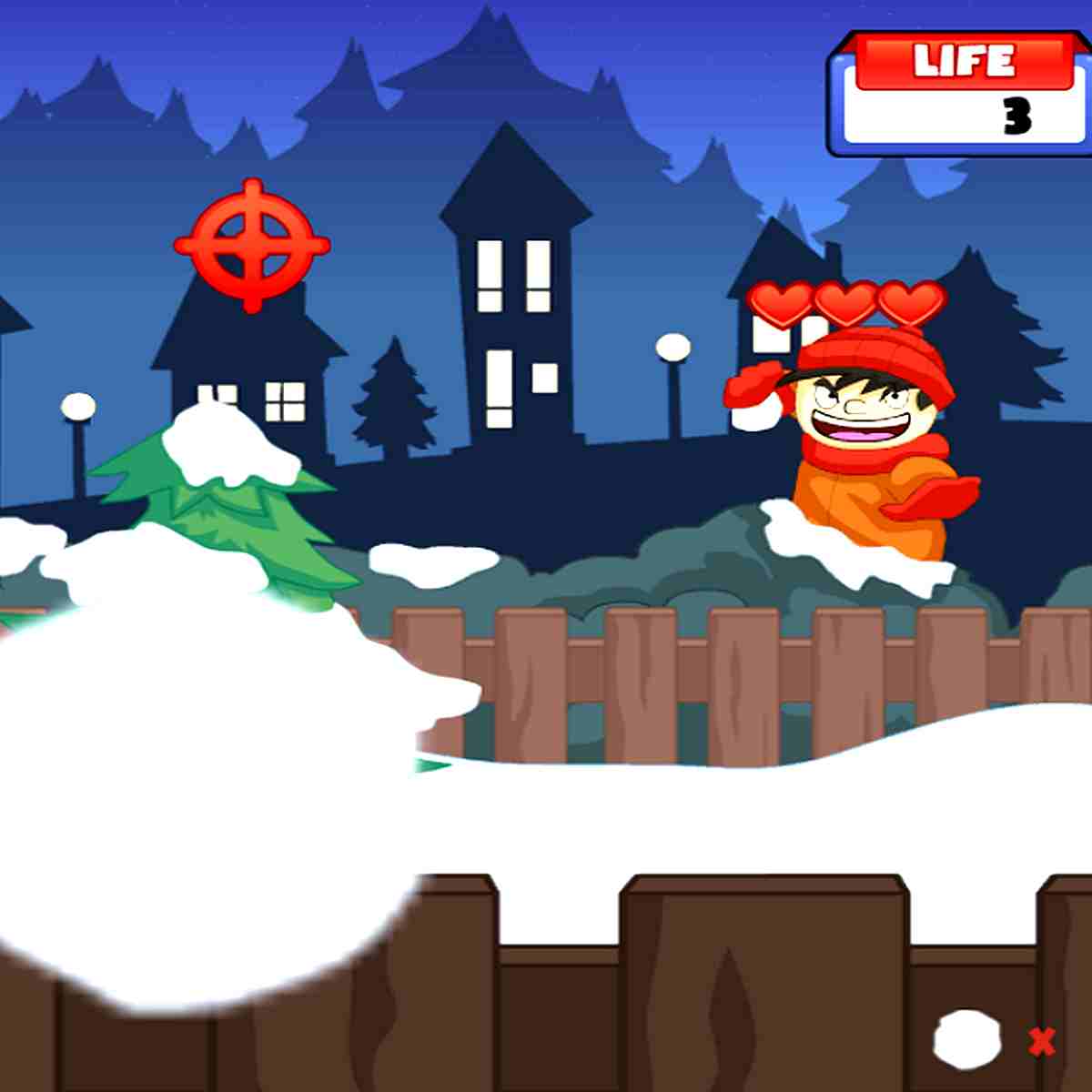 Snowy night snowball fight game