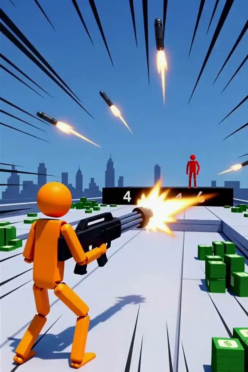 Blast your way to victory in Stickman Gun Rush!