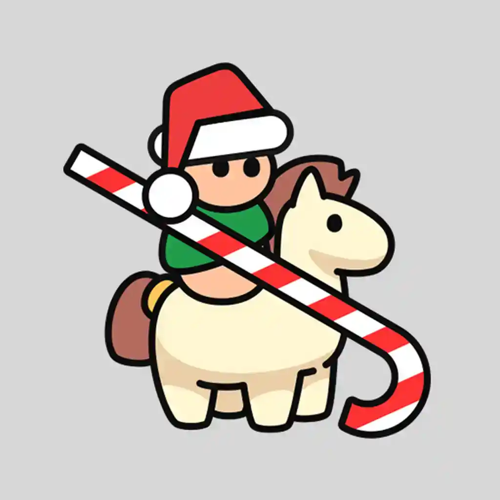Santa's elf rides a candy cane horse in TimeWarriors! Happy Holidays!