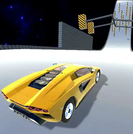 A supercar descends down a large hill in Unreal Descent 2 Race